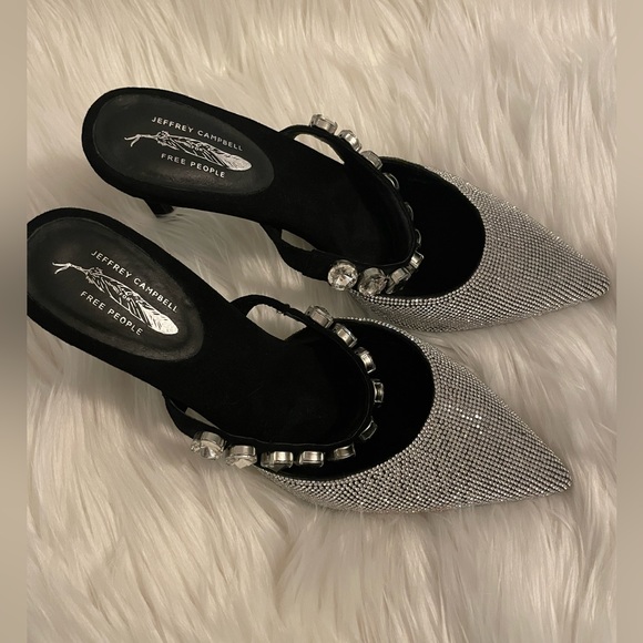 Jeffrey Campbell x Free People Private Event Mule Black Suede Pave Jeweled - Picture 2 of 4